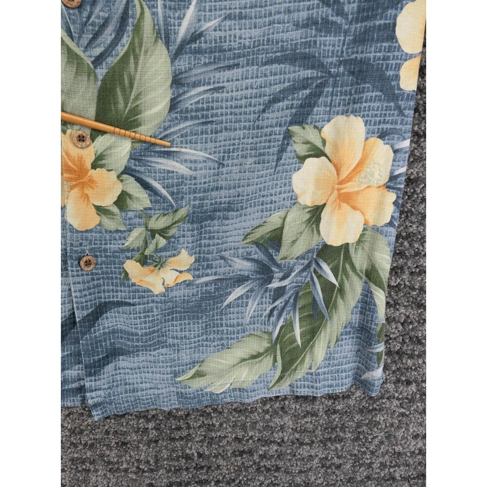 Tommy Bahama Shirt Mens XLX Blue Floral Print Silk Short Sleeve Beach Hawaiian - Picture 7 of 10